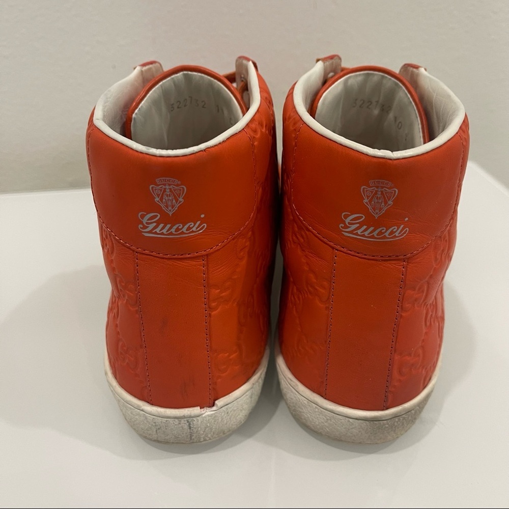 GUCCI MEN HIGH TOP ORANGE SNEAKERS - Picture 10 of 12